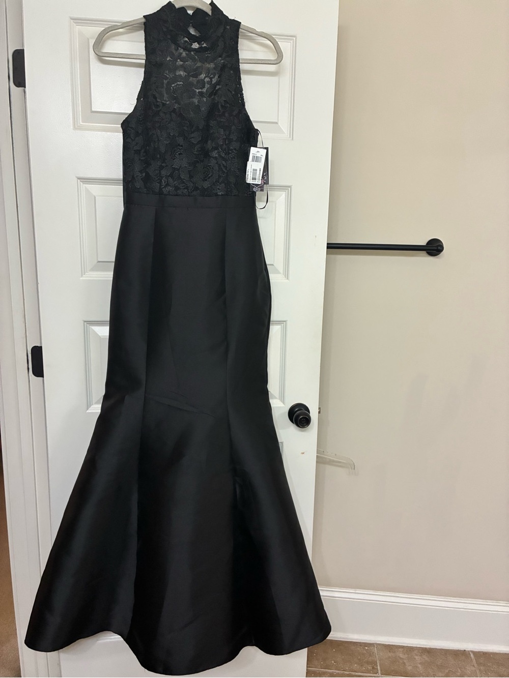 Aqua Black Lace Bodice Mermaid Gown